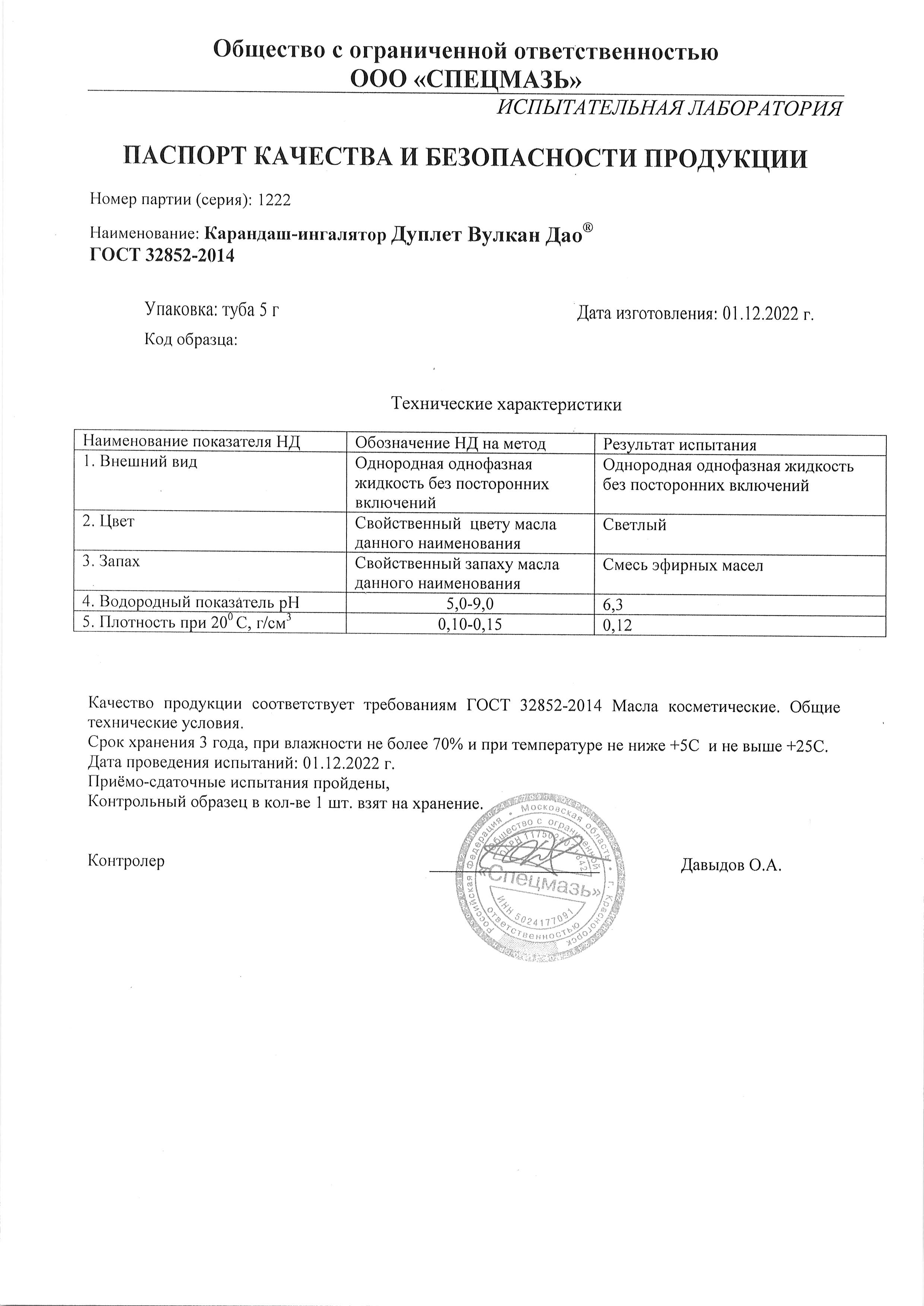 Паспорт №122022